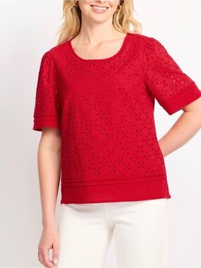 Market & Spruce Millie Eyelet Blouse Red XL NWT STITCH FIX